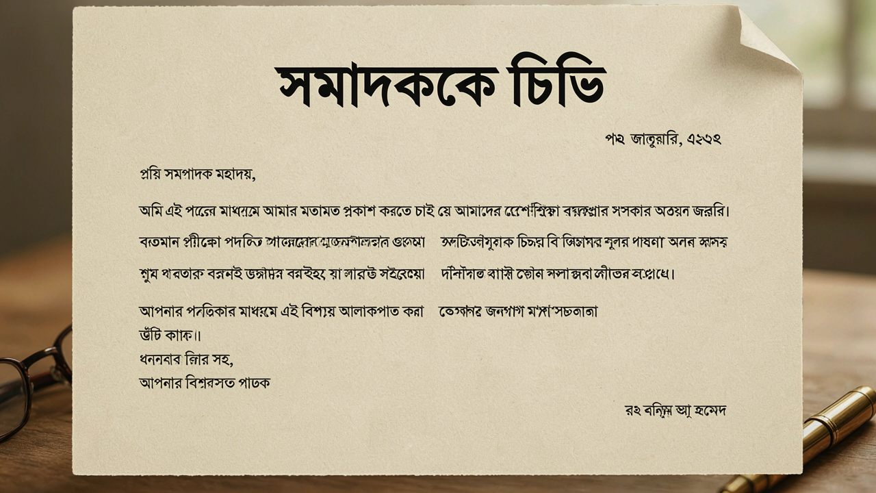 letter to editor in bengali